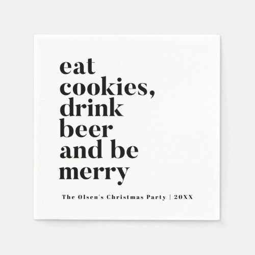 Funny Christmas Drink Beer Be Merry Party Napkins