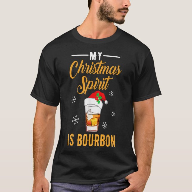 Funny Christmas Drinking Bourbon Liquor Drinker Sa T-Shirt (Front)