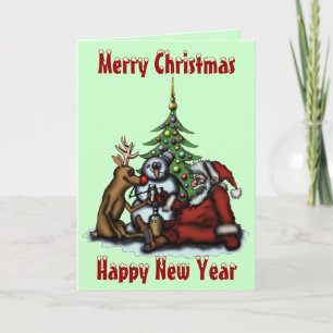 Funny Christmas drinking party cartoon art card