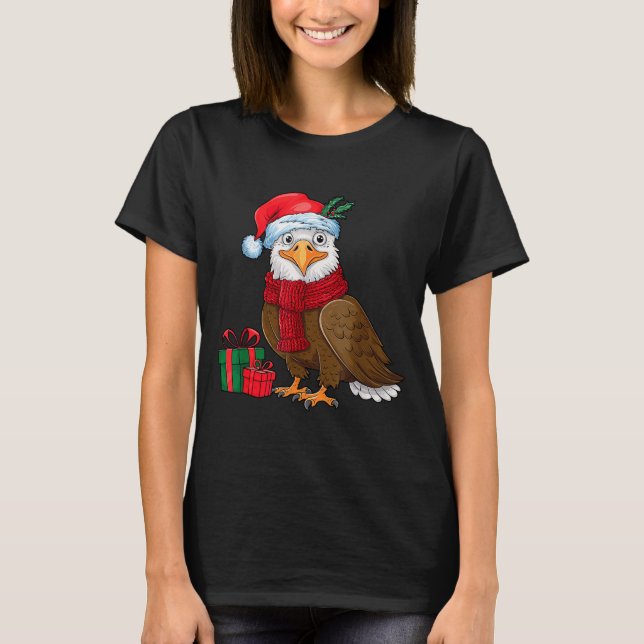 Funny Christmas Eagle Patriotic Bald Eagle With Sa T-Shirt (Front)