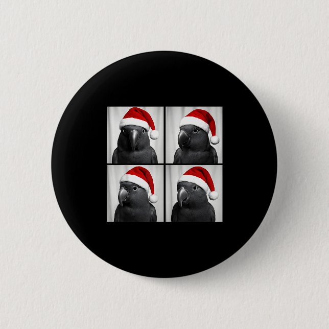 Funny Christmas Eclectus Parrot Santa Photo Booth  Button (Front)