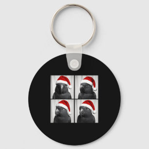 Funny Christmas Eclectus Parrot Santa Photo Booth Keychain