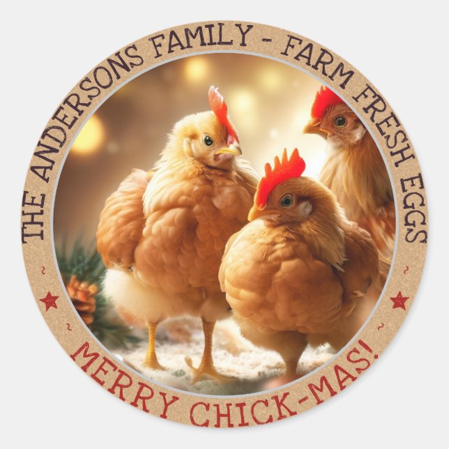 Funny Christmas Egg Carton Labels Cute Fun Chicks  (Front)