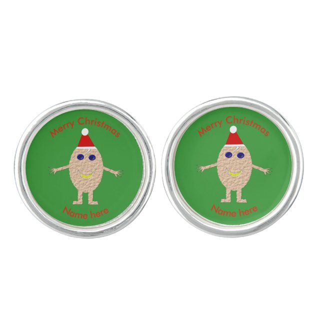 Funny Christmas Egg Cufflinks (Front)