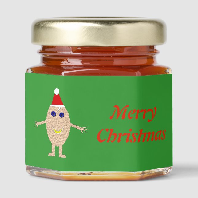 Funny Christmas Egg Custom Honey Jar Favors (Front)