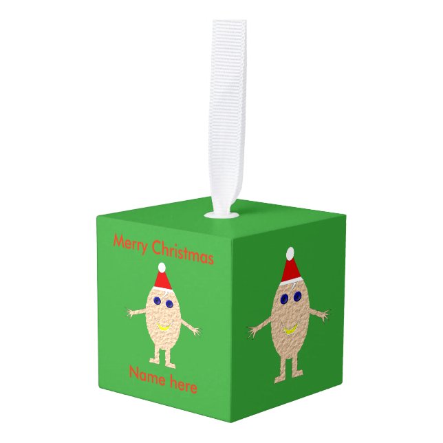 Funny Christmas Egg Custom Ornament (Front Angled)