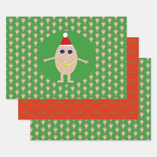 Funny Christmas Egg Custom Wrapping Paper Sheets (Set)