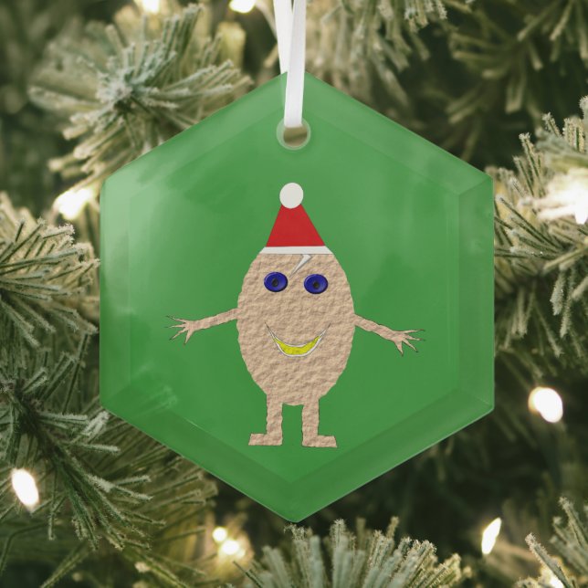Funny Christmas Egg Glass Ornament (Insitu)