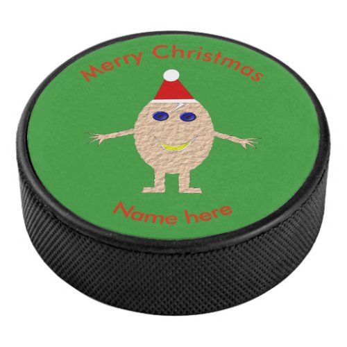 Funny Christmas Egg Hockey Puck