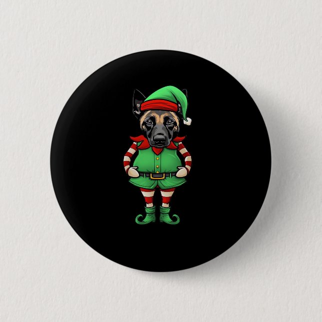 Funny Christmas Elf Belgian Malinois Dog Classic T Button (Front)