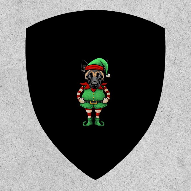 Funny Christmas Elf Belgian Malinois Dog Classic T Patch (Front)