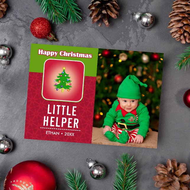 Funny Christmas Elf Cute Baby Holiday Photo Card (Creator Uploaded)