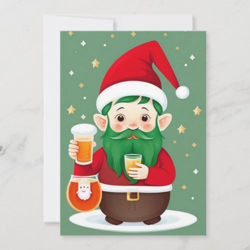 Funny Christmas Elf Flat Holiday Card