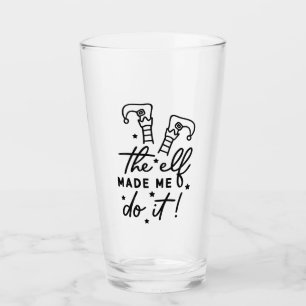 Funny Christmas Elf made me Do it Funny Retro Cool Glass