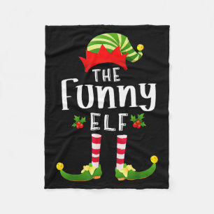 Funny Christmas Elf Matching Pajama X-mas Party Fleece Blanket