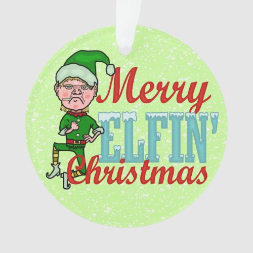 Funny Christmas Elf Merry Elfin Bah Humbug Ornament