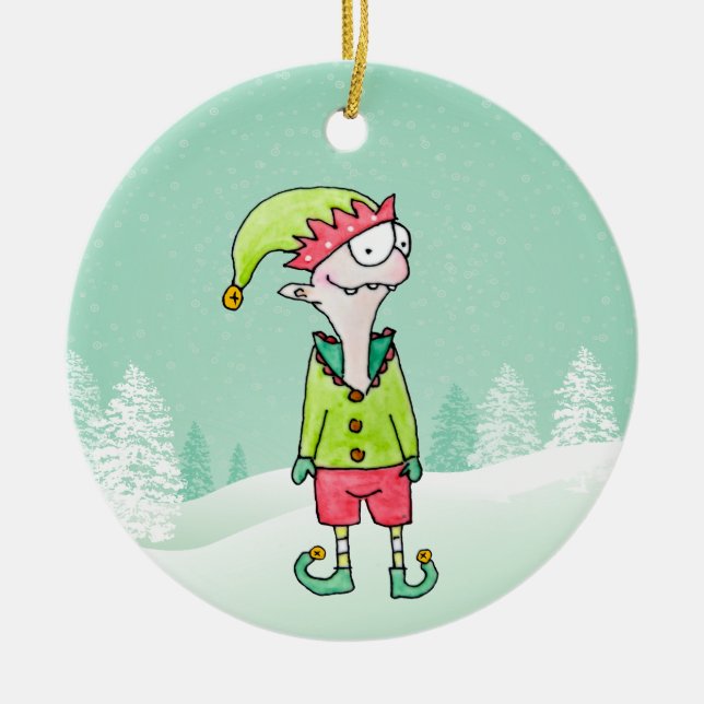 Funny Christmas Elf Ornament (Front)
