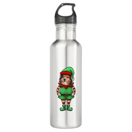 Funny Christmas Elf Shetland Sheepdog Dog Sheltie Stainless Steel Water Bottle