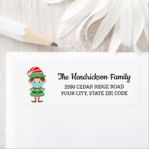 Funny Christmas Elf Wearing FaceMask Custom Label