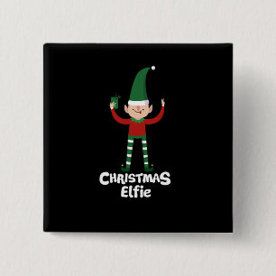 Funny Christmas Elfie Button