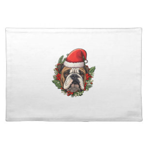 Funny Christmas English Bulldog Cloth Placemat