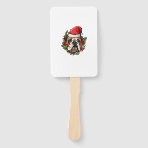 Funny Christmas English Bulldog Hand Fan