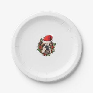 Funny Christmas English Bulldog  Paper Plates
