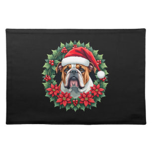 Funny Christmas English Bulldog Tank Top Cloth Placemat