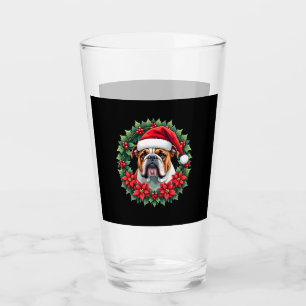 Funny Christmas English Bulldog Tank Top Glass