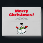 Funny Christmas envelopes with cute winter snowman<br><div class="desc">Funny Christmas envelopes with cute winter snowman cartoon on the back and front. Fun gray envelopes with red inside liner. Great for Holiday party invites,  greeting cards,  winter events and more. Personalize with custom season greetings like Merry Christmas or Happy Holidays. Include your return address optionally. Modern typography template.</div>