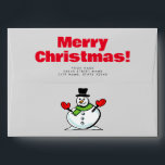 Funny Christmas envelopes with cute winter snowman<br><div class="desc">Funny Christmas envelopes with cute winter snowman cartoon on the back and front. Fun gray envelopes with red inside liner. Great for Holiday party invites,  greeting cards,  winter events and more. Personalize with custom season greetings like Merry Christmas or Happy Holidays. Include your return address optionally. Modern typography template.</div>