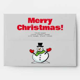 Funny Christmas envelopes with cute winter snowman
