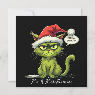 Funny Christmas "Ew People" Meowy Cat Lovers Invitation