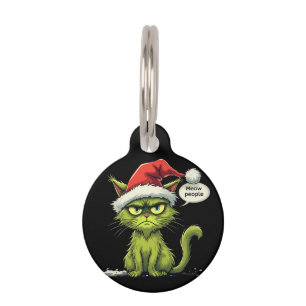 Funny Christmas "Ew People" Meowy Cat Lovers Pet ID Tag
