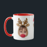 Funny Christmas Faces Mug<br><div class="desc">Funny faces in Christmas theme of an elf, Santa and reindeer. Customize with your photos.</div>