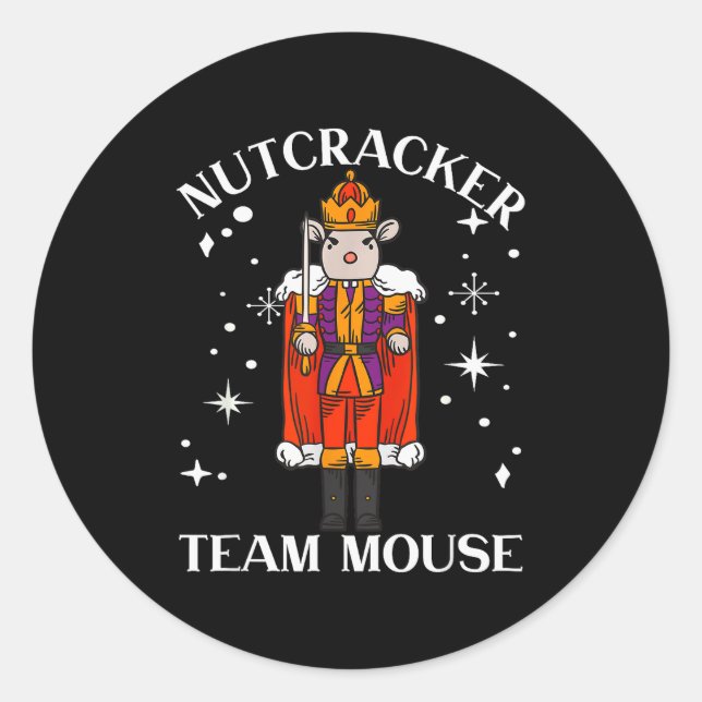 Funny Christmas Family Dance Team Mouse Nutcracker Classic Round Sticker (Front)