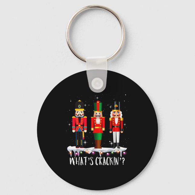 Funny Christmas Family Whats Crackin_ Nutcracker - Keychain (Front)
