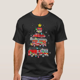 Funny Christmas Firefighter Truck Christmas Tree X T-Shirt
