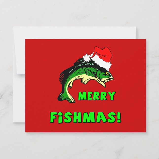 Funny Christmas fishing Holiday Card (Front)