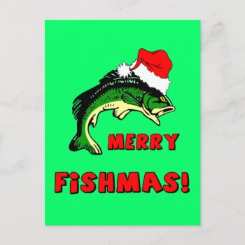 Funny Christmas Fishing Holiday Postcard by holidaysboutique at Zazzle