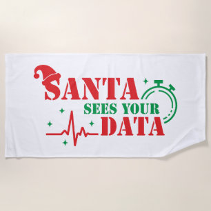 Funny Christmas Fitness Data Tracking Apparel Beach Towel