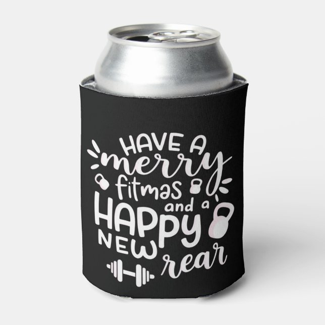 Funny Christmas Fitness Sarcastic Gym Holiday Gift Can Cooler (Can Front)
