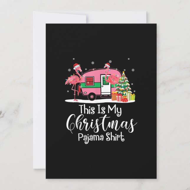 Funny Christmas Flamingo Camper Gifts Holiday Card (Front)
