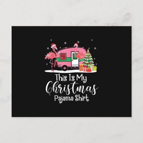 Funny Christmas Flamingo Camper Gifts Invitation Postcard