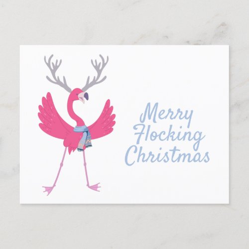 Funny Christmas Flamingo Holiday Greeting Postcard
