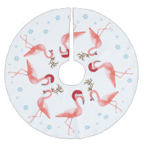 Funny Christmas Flamingo Santa Reindeer costumes Brushed Polyester Tree Skirt