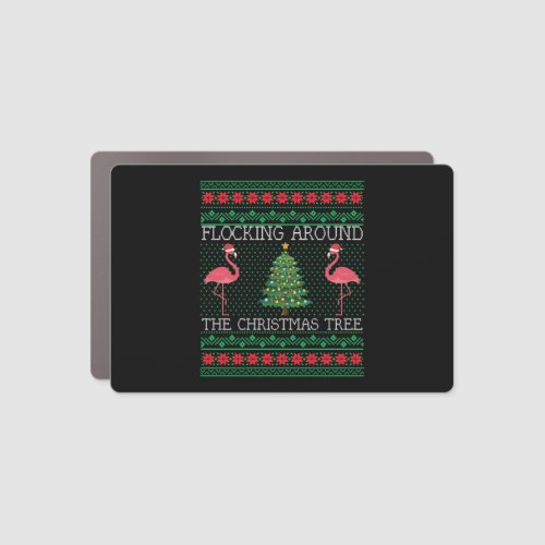 Funny Christmas Flamingo Ugly Christmas Car Magnet