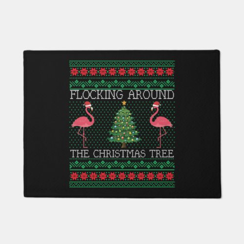 Funny Christmas Flamingo Ugly Christmas Doormat