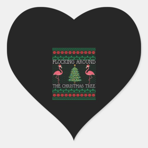 Funny Christmas Flamingo Ugly Christmas Sweater Heart Sticker