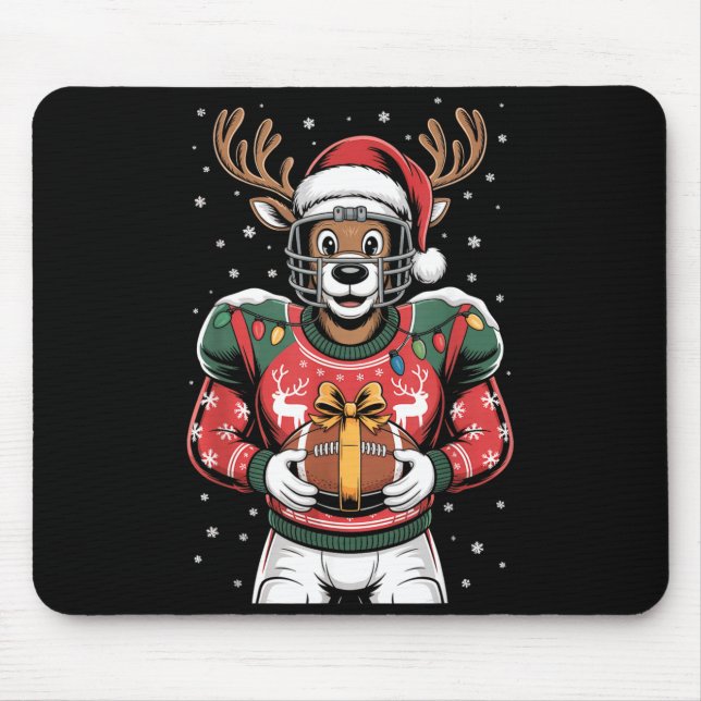 Funny Christmas Football Reindeer  Mouse Pad (Front)